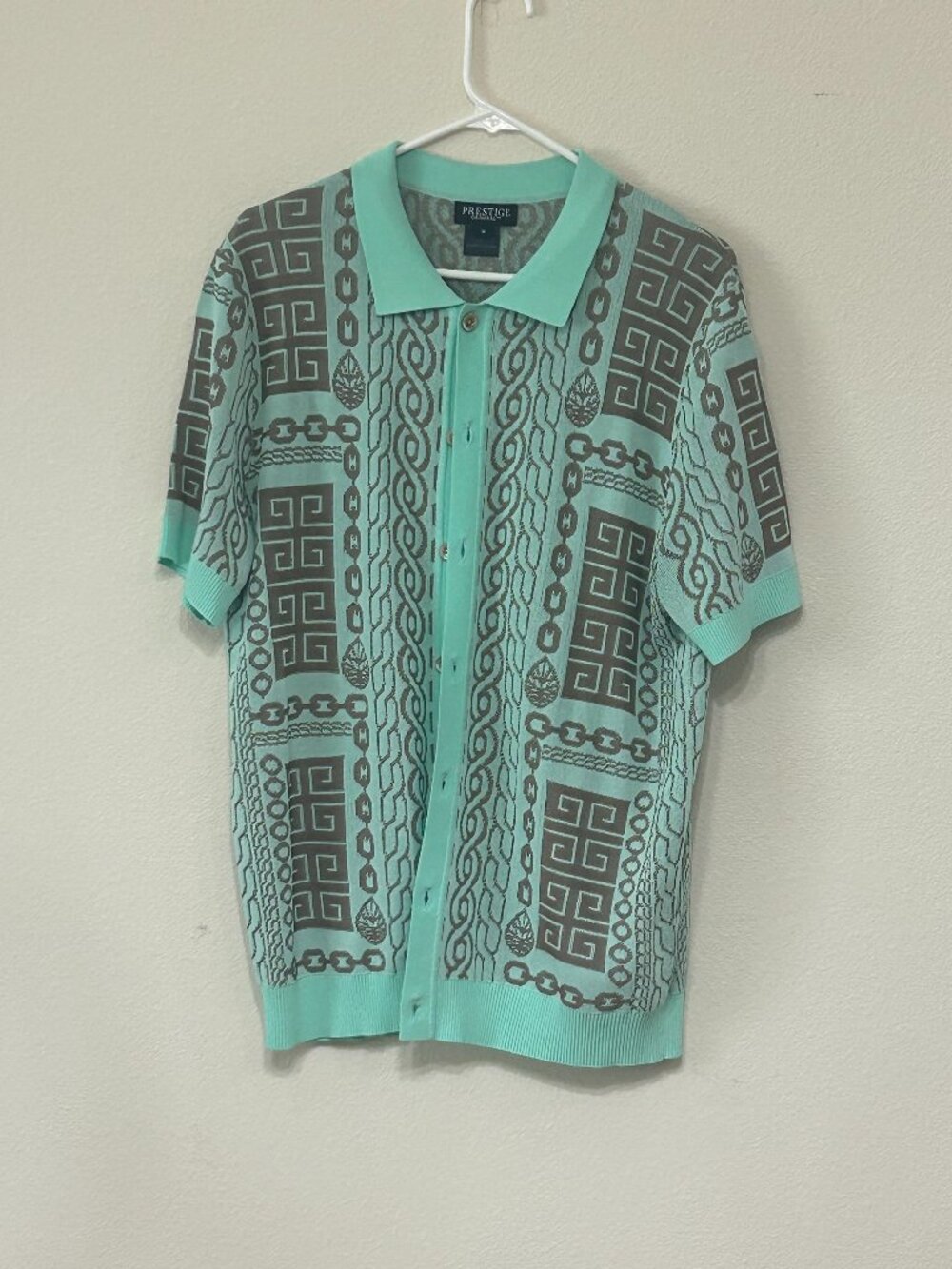 Prestige Original Turquoise Geometric Chain Pattern Shirt